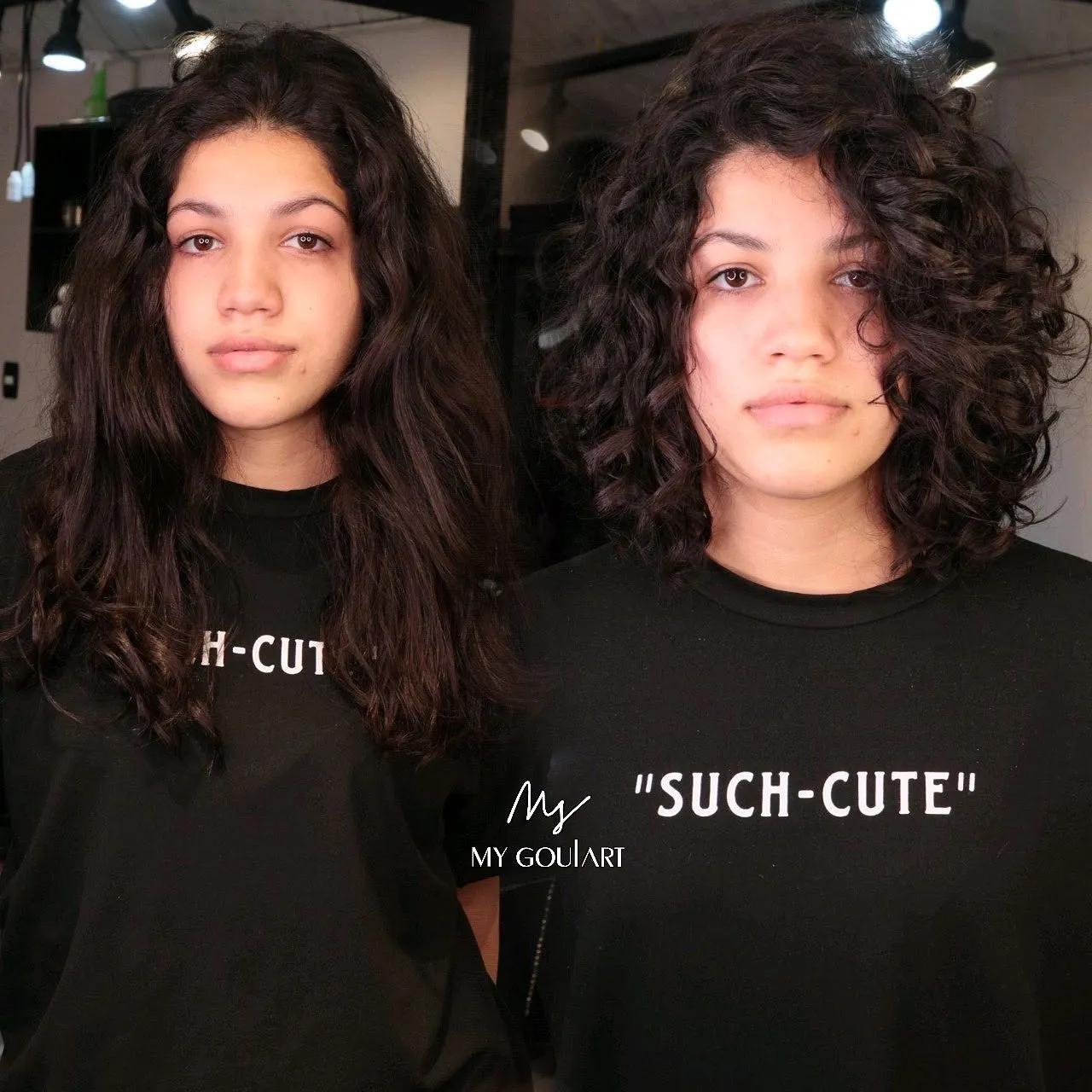 Femme avec un bob bouclé de longueur moyenne, coiffure légère et féminine idéale pour un look frais et naturel en été.