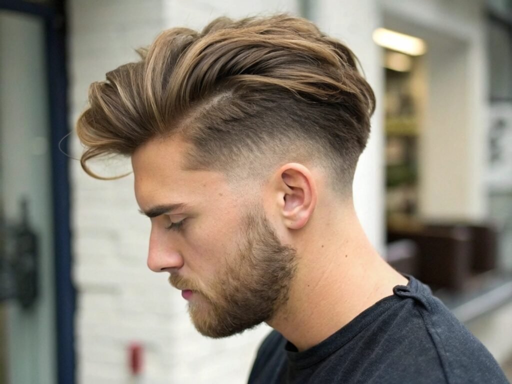 Coupe de cheveux masculine Flow Dégradé Mi-long coiffure homme dégradé long avec mèches naturelles