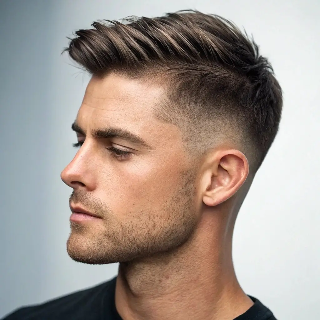 Undercut mi-long homme : style contrasté avec volume sur le dessus Homme avec un undercut mi-long — cheveux longs sur le dessus avec les côtés rasés, style tendance et soigné.